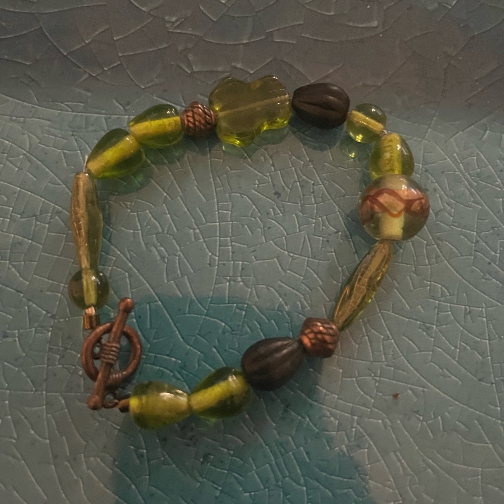 Green Brown Bead bracelet